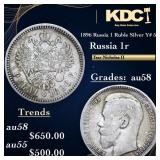 1896 Russia 1 Ruble Silver Y# 59.2 Grades Choice A