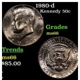 1980-d Kennedy Half Dollar 50c Grades GEM+ Unc