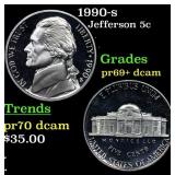 1990-s Proof Jefferson Nickel 5c Grades GEM++ Proo