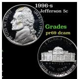 1996-s Proof Jefferson Nickel 5c Grades GEM++ Proo