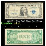1935E $1 Blue Seal Silver Certificate Grades vf+