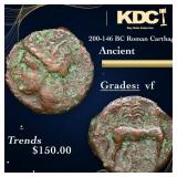 200-146 BC Roman Carthage Ancient Grades vf