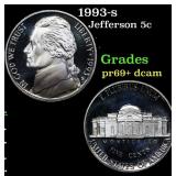 1993-s Proof Jefferson Nickel 5c Grades GEM++ Proo