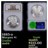 NGC 1885-o Morgan Dollar 1 Graded ms64 By NGC