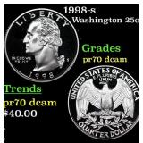 1998-s Proof Washington Quarter 25c Grades GEM++ P