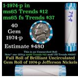 BU Shotgun Jefferson 5c roll, 1979-p 40 pcs Bank $