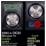 PCGS 1881-s Morgan Dollar OGH 1 Graded ms64 By PCG