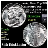 1944-p Mercury Dime Near TOP POP! 10c Graded ms67+