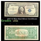 1957 $1 Blue Seal Silver Certificate Grades vf++