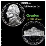 1998-s Proof Jefferson Nickel 5c Grades GEM++ Proo