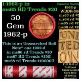 BU Shotgun Lincoln 1c roll, 1962-p 50 pcs Dunbar W