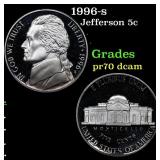 1996-s Proof Jefferson Nickel 5c Grades GEM++ Proo