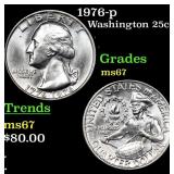 1976-p Washington Quarter 25c Grades GEM++ Unc