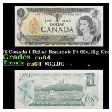 1969-1975 Canada 1 Dollar Banknote P# 85c, Sig. Cr