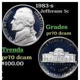 1983-s Proof Jefferson Nickel 5c Graded pr70 dcam