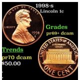 1998-s Proof Lincoln Cent 1c Grades GEM++ Proof De