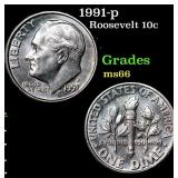 1991-p Roosevelt Dime 10c Grades GEM+ Unc