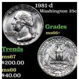 1981-d Washington Quarter 25c Grades GEM++ Unc