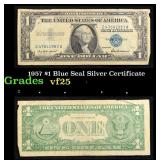 1957 $1 Blue Seal Silver Certificate Grades vf+