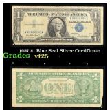1957 $1 Blue Seal Silver Certificate Grades vf+