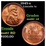 1945-s Lincoln Cent 1c Grades GEM++ RD