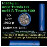 BU Shotgun Jefferson 5c roll, 1962-p 40 pcs Bell T