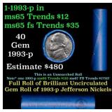 BU Shotgun Jefferson 5c roll, 1993-p 40 pcs Bell T