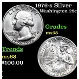 1976-s Silver Washington Quarter 25c Grades GEM+++