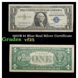 1957B $1 Blue Seal Silver Certificate Grades vf+