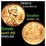 1958-d Lincoln Cent 1c Grades GEM++ RD