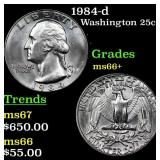 1984-d Washington Quarter 25c Grades GEM++ Unc
