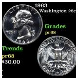 1963 Proof Washington Quarter 25c Grades GEM++ Pro