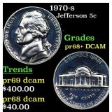 1970-s Proof Jefferson Nickel 5c Grades GEM++ Proo