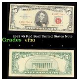 1963 $5 Red Seal United States Note Grades vf++