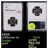 NGC 1955 Proof Jefferson Nickel 5c Graded pr67 By