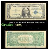 1957 $1 Blue Seal Silver Certificate Grades vf+