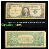 1957A $1 Blue Seal Silver Certificate Grades vf+