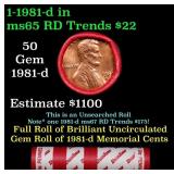 BU Shotgun Lincoln 1c roll, 1981-d 50 pcs Dunbar W