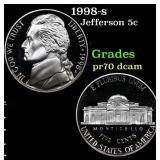 1998-s Proof Jefferson Nickel 5c Grades GEM++ Proo