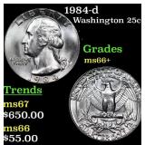 1984-d Washington Quarter 25c Grades GEM++ Unc