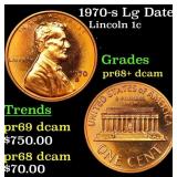 1970-s Lg Date Proof Lincoln Cent 1c Grades GEM++