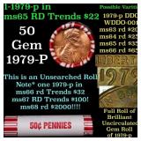 BU Shotgun Lincoln 1c roll, 1979-d 50 pcs Bank Wra