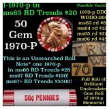 BU Shotgun Lincoln 1c roll, 1970-p 50 pcs Bank Wra