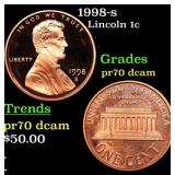 1998-s Proof Lincoln Cent 1c Grades GEM++ Proof De