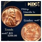 1944-p Lincoln Cent 1c Grades GEM++ Unc RD
