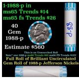 BU Shotgun Jefferson 5c roll, 1988-p 40 pcs Bank $