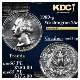 1989-p Washington Quarter 25c Grades GEM+ PL