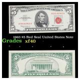 1963 $5 Red Seal United States Note Grades xf