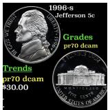 1996-s Proof Jefferson Nickel 5c Grades GEM++ Proo