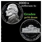 2000-s Proof Jefferson Nickel 5c Grades GEM++ Proo